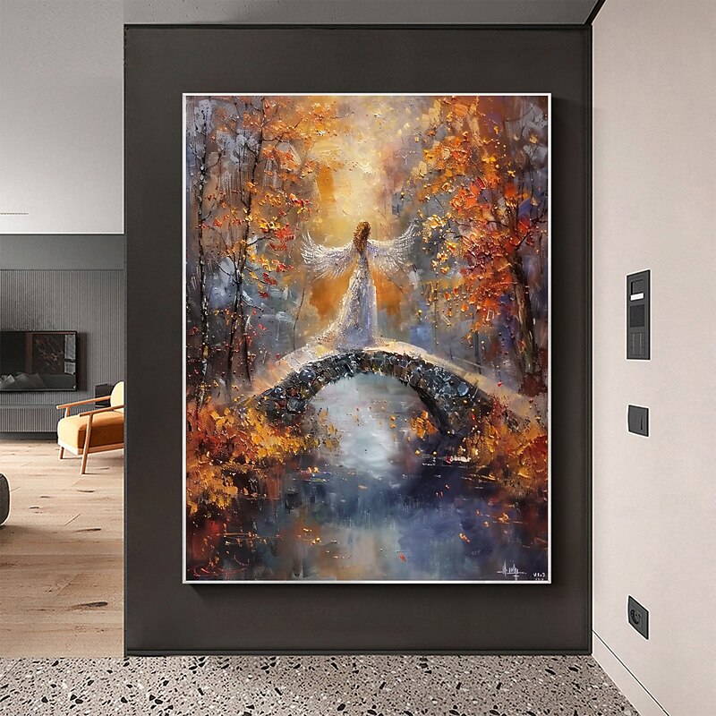 Handmade Original Autumn Scenery Oil Painting On Canvas Wall Abstract Female Model Painting for Home Decor With Stretched Frame/Without Inner Frame Painting2