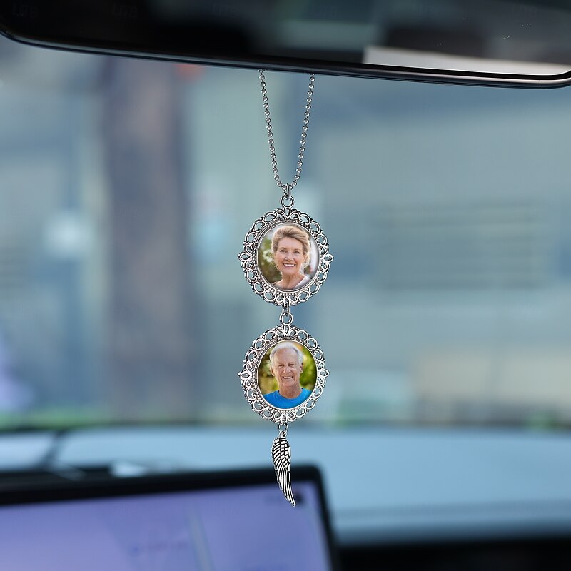 Personalized Memorial Photo Car Ornament Custom Sympathy Gifts For Loss Of Loved Ones  Pendant for Rearview Mirror or Bridal Bouquet, Memorial Keepsake Gift for Boyfriend, Girlfriend, Family, or Friends – Ideal Wedding or Anniversary Gift
