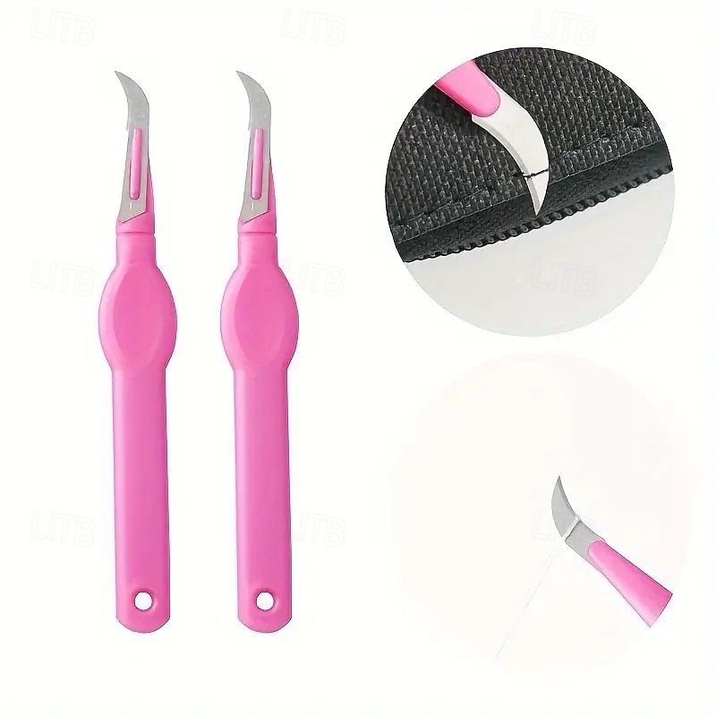 2PCS Seam Ripper Set with Plastic Handle, Burgundy Sewing Thread Cutter and Stitch Opener for Sewing, Craft, and Needlework