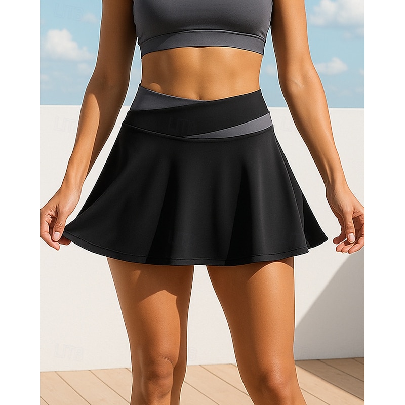 Women's Workout Skirt Sports Skirt with Tight 2 in 1 High Waist Bottoms Athleisure Gym Workout Spandex Breathable Tummy Control Gym Workout Outdoor Running Regular Fit Sportswear Activewear Solid3