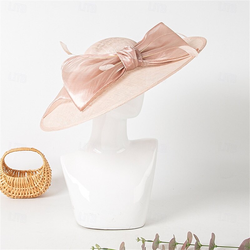 Hats Sinamay Sun Hat Wedding Holiday Tea Party Horse Race Cocktail Elegant Vintage Sun Protection With Bowknot Headpiece Headwear4