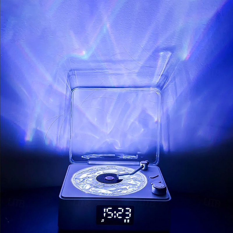 Vinyl Player Bluetooth Speaker  Portable Vintage Vinyl Speaker with Adjustable Light and Time for Bedroom Party