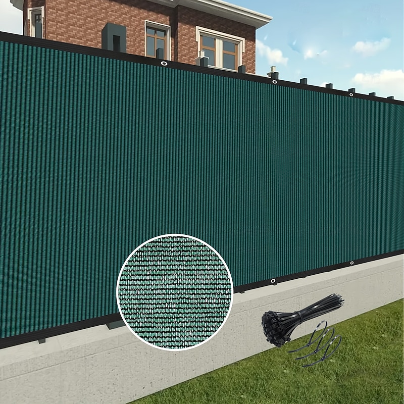 1pc Heavy-Duty Dark Green Privacy Screen Fence UV Protective Mesh for Garden, Patio, Backyard - Includes Zip Ties, Ideal for Wall Decor & Outdoor Spaces