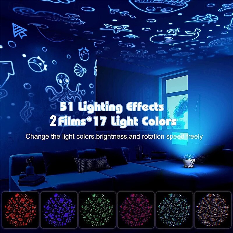 Ocean Night Light Projector Christmas Lights Octopus Room Decor Toys for Kids360 Rotation Ocean and Star&Moon Projection Films17 Light Modes 9 Lullaby Songs Remote Control Christmas Gifts Kids2