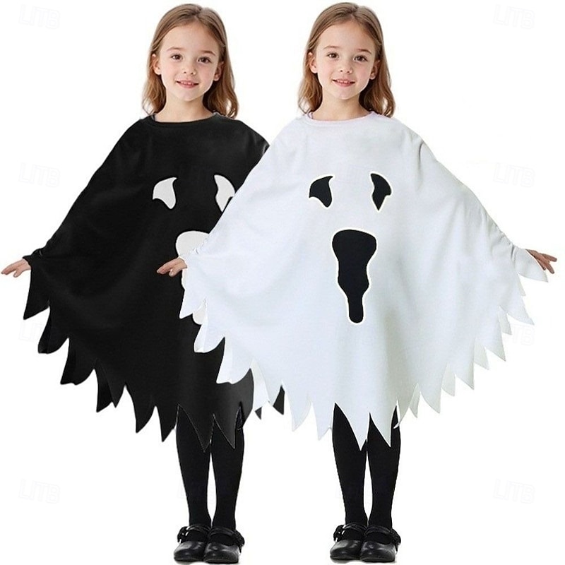Kids Halloween Glowing Ghost Cape Costume – Light-Up White Cloak for Role Play, Fancy Dress, Party Performance, and Trick-or-Treat Fun