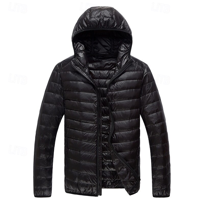 Men's Winter Coat Puffer Jacket Padded Jacket Pocket Cotton Vacation Daily Wear Date Regular Fashion Casual Comfortable Thermal Warm Winter Solid / Plain Color Wine Black Navy Blue Royal Blue Puffer2
