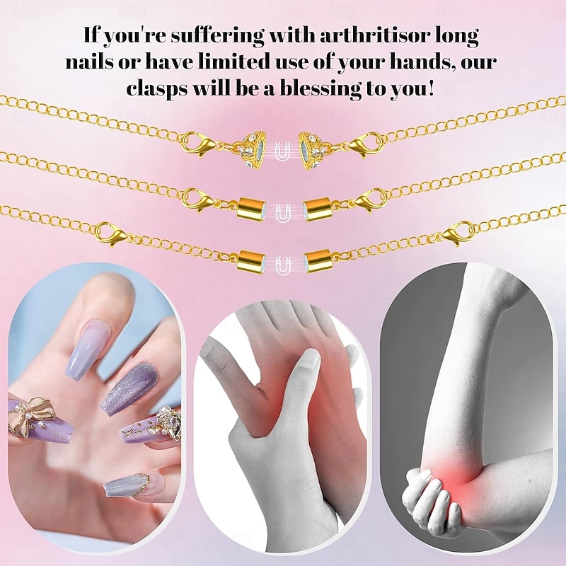 22Pcs Magnetic Jewelry Clasps and Necklace Extenders Assorted Sizes and Styles, Gold & Silver Magnetic Chain Extenders for DIY Necklaces and Bracelets3