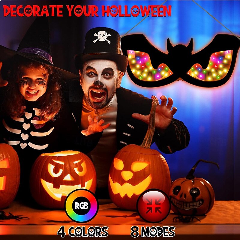 Halloween Decorations Spooky Eyes Lights 21 Inch Large Wooden Halloween Window Eye Lights with 8 Color Modes and USB/Battery Operated for Home Wall Window Trees Halloween Decor4