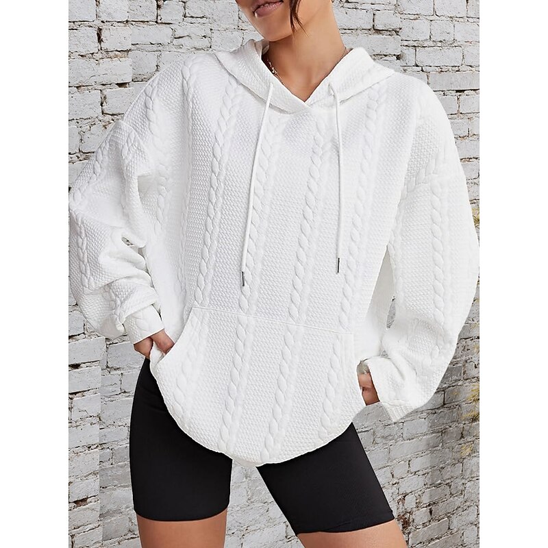 Women's Hoodies Sportswear Casual Long Sleeve Hooded Regular Tops Casual Sports Drawstring Front Pocket Black White Pink Gray Fall Winter2