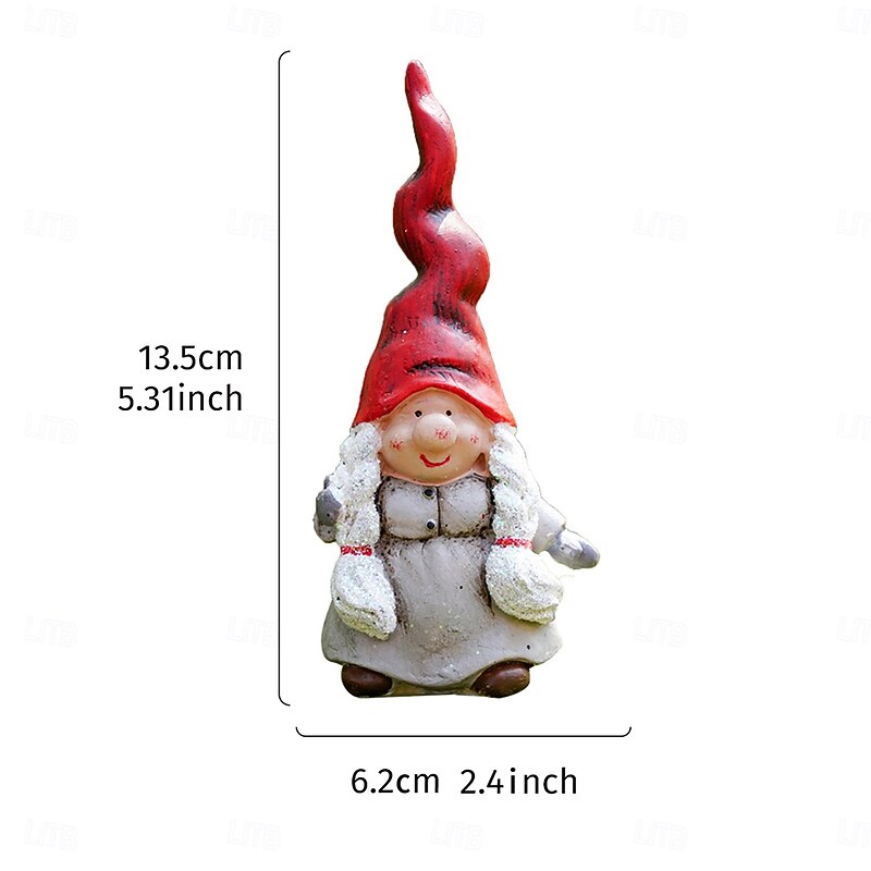 Red Hat Gnome Resin Statue – Elf Grandma Figurine for Home and Garden Decor, Resin Dwarf Ornament Ideal for Indoor, Outdoor, and Miniature Landscape Decoration2