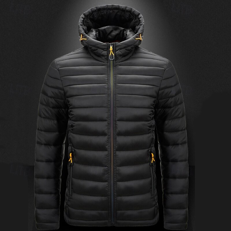 Men's Winter Coat Puffer Jacket Padded Jacket Pocket Polyster Vacation Daily Wear Date Regular Fashion Casual Comfortable Thermal Warm Fall Winter Solid / Plain Color Wine Black Blue Army Green3