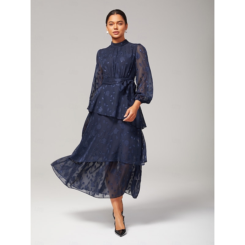 Floral Tiered Ruffle High Neck Maxi Dress2