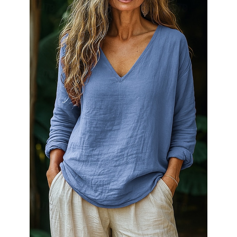 Women's Blouse Stylish Retro Vintage Casual Brown Khaki Rose Pink Gray Light Blue Summer Spring Fall3