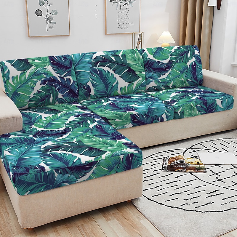 Seat Cushion Covers, Floral Yarn-Dyed Microfiber Slipcovers for Dining Chairs or Patio Furniture, Washable and Stretchable