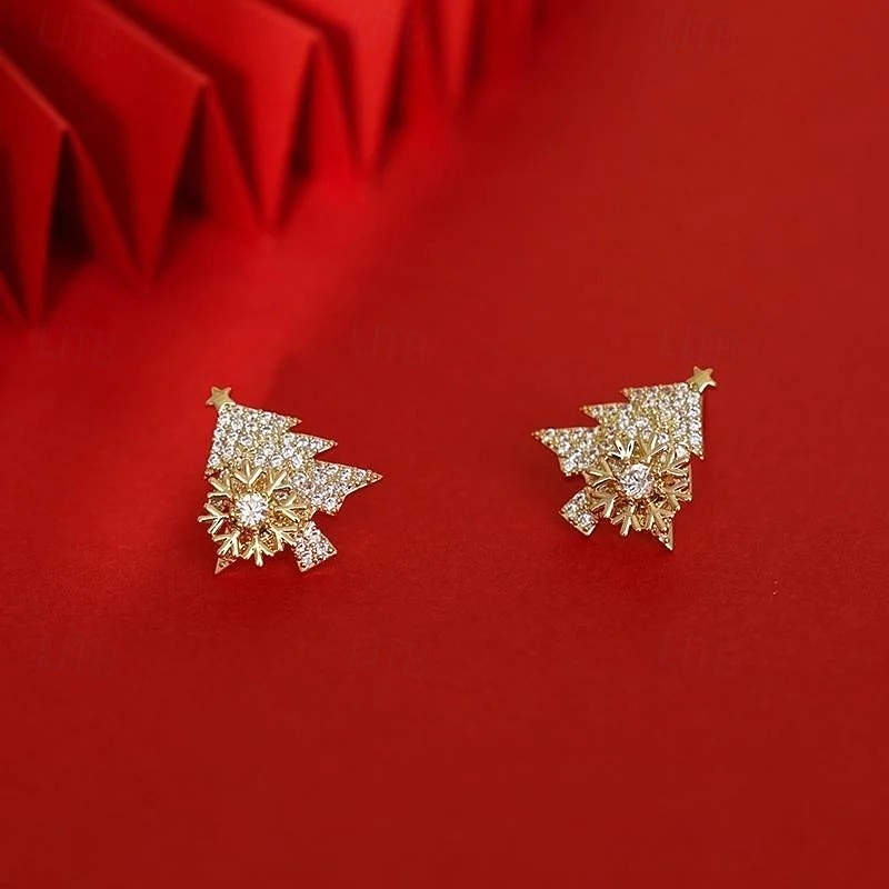 Rotatable Christmas Tree Earrings, Elegant Zircon Stud Earrings for Women, Korean Fashion Jewelry, Stylish Holiday Ear Accessories, Unique Summer Versatile Gift4
