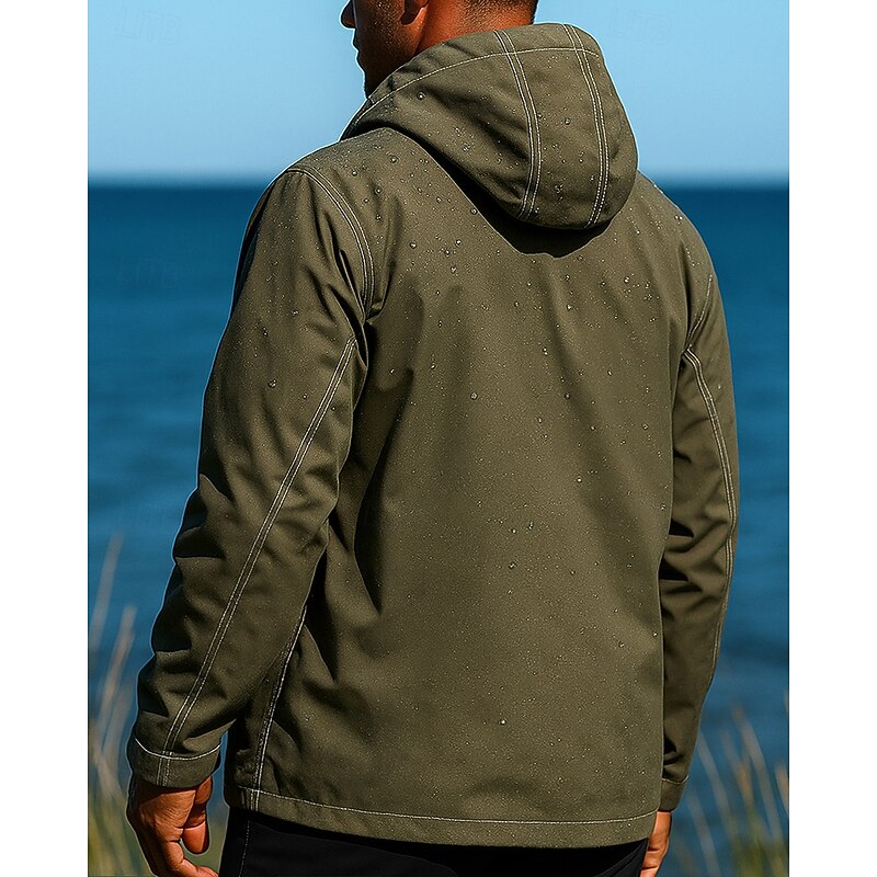 Men's Windbreaker Softshell Jacket Hiking Jacket Outdoor Waterproof Windproof Hiking Outfits Hiking Clothes Spring Autumn / Fall Top Camping / Hiking / Caving Running Solid Color Black Army Green3