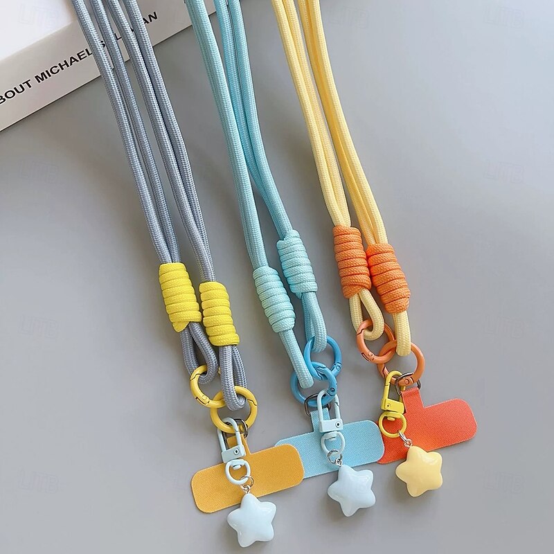 New fashionable mobile phone lanyard long rope for girls diagonal cross strap rope star pendant adjustable mobile phone lanyard4
