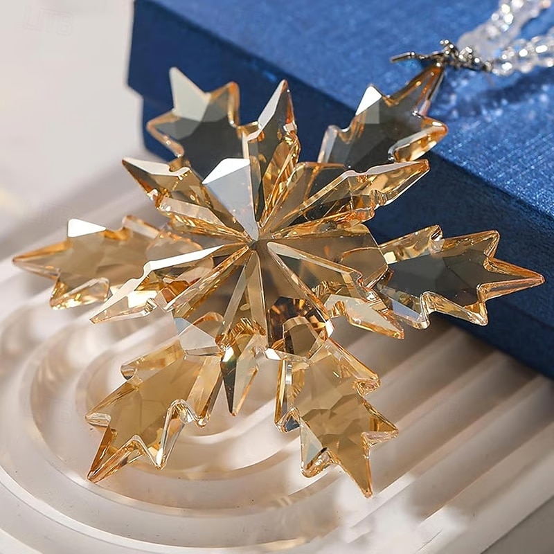Crystal Snowflake Suncatcher Christmas Tree Ornament Pendant Crystal Sun Catcher Car Interior Decoration Window Garden Chandeliers for Home Garden Decor3