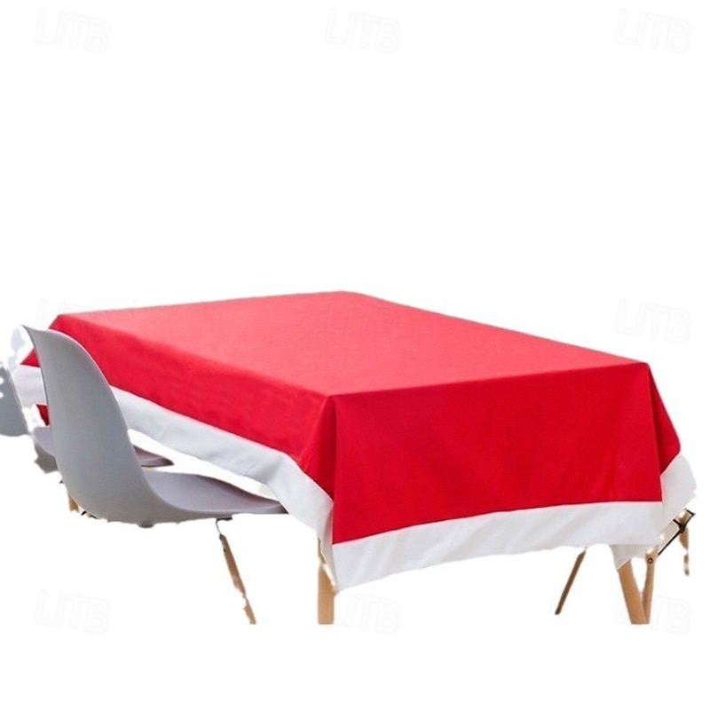 Christmas Table Cloth Non Woven Fabric Red Holiday Home Dining Table Cover Festive Christmas Decoration Perfect Seasonal Party Accent Cozy Home Celebration Accessory2