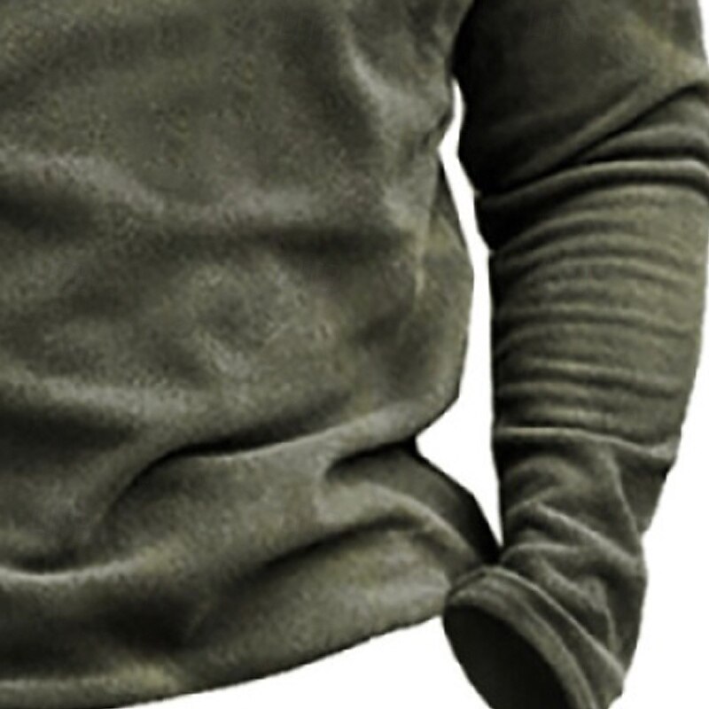 Men's Sweatshirt Pullover Hoodie Sweatshirt Pullover Quarter Zip Sweatshirt Army Green Standing Collar Plain Zipper Sports & Outdoor Casual Daily Streetwear Cool Sportswear Spring &  Fall Clothing3