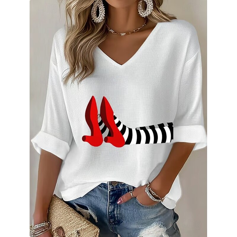 Halloween Women's Boho T-shirt Graphic Pumpkin Elegant Vintage Fashion Half Sleeve V Neck Regular Tops Daily Going out Weekend Black White Orange Green Gray Summer Spring Fall4