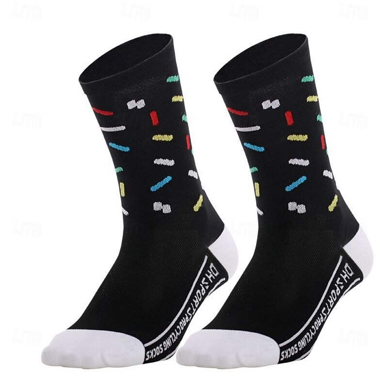 Socks Cycling Socks Bike Socks Sports Socks Athletic Socks Camping / Hiking Hiking Outdoor Exercise Bike / Cycling High Elasticity Comfortable Breathable 1 Pair Geometic Letter & Number Nylon Spandex4