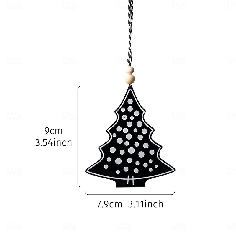 1/10PCS Christmas Tree Ornaments, Black and White Modern Hanging Decorations with Polka Dot Art Design, Waterproof PVC Xmas Decorations for Room, Home, and Indoor Holiday Decor4