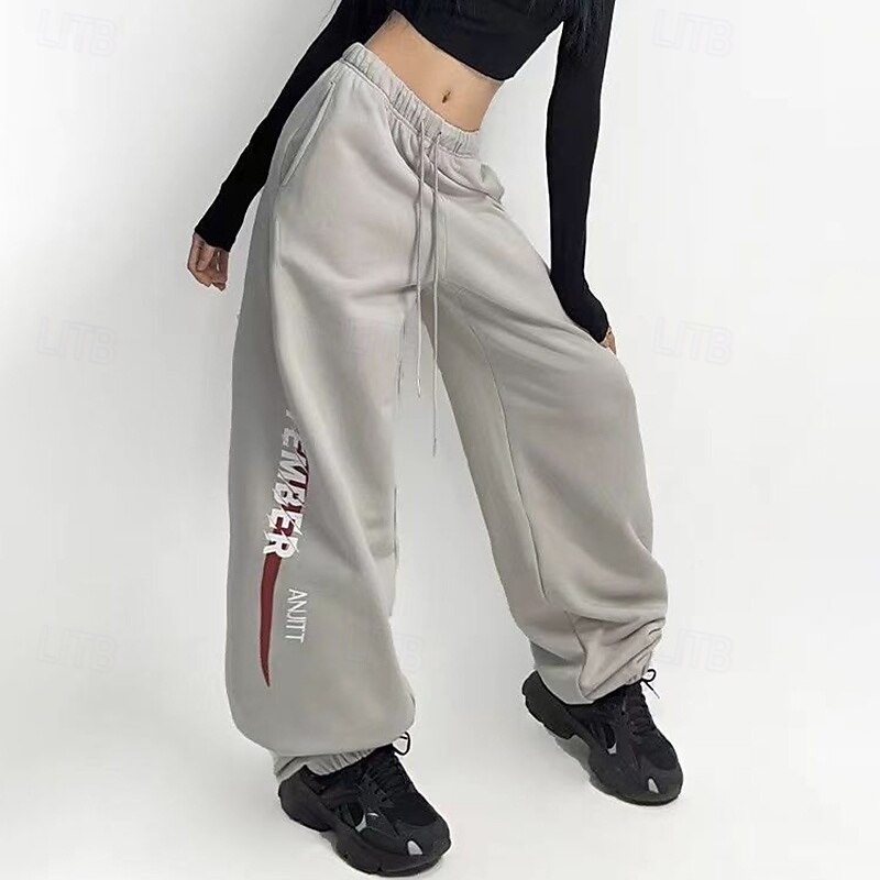 Women's Wide Leg Pants Sport  Sweatpants Sports Lounge Pants Pocket High Waist Bottoms Athleisure Gym Workout Fall Fashion Outdoor Sports Running Loose Fit Sportswear Activewear Black Grey2