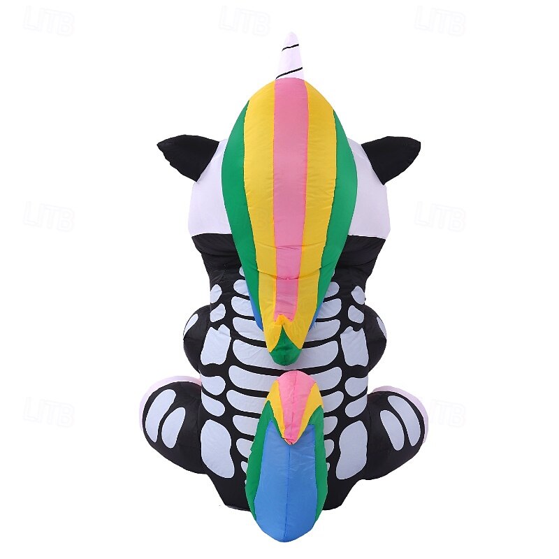 1 Pc 1.5M Halloween inflatable air model sitting skeleton unicorn LED luminous inflatable film courtyard decoration ornament3