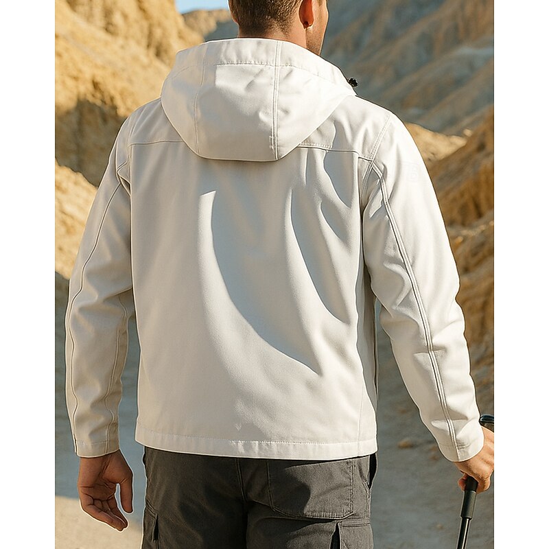 Men's Softshell Jacket Hiking Jacket Hardshell Jacket Outdoor Waterproof Windproof Hiking Outfits Hiking Clothes Spring Autumn / Fall Jacket Hunting Climbing Running Solid Color Black White Grey2