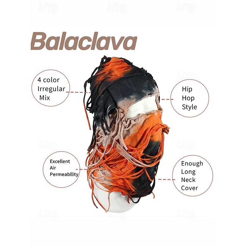 Men's Halloween Gothic Torn Bandage Mask Head Cover - Horror Skull Style Hooded Balaclava for Cosplay, Masquerade and Streetwear4