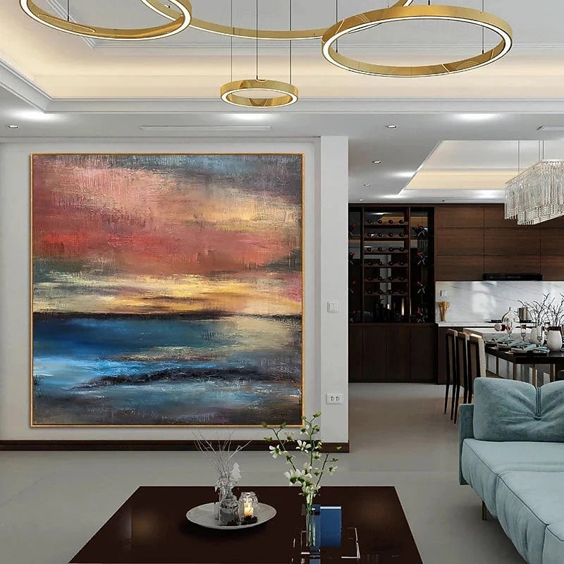 Hand Painted Oil Painting On Canvas, Wall Art On Canvas Contemporary Art Wall Paintings, Seascape Evening Sunset Frameless Handmade Painting Home Office Decorations Wall Art Painting