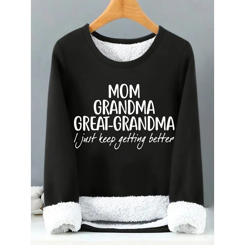 Women's Pullover Sweatshirt Letter Casual Comfrt Long Sleeve Crew Neck Round Neck Regular Tops Street Dailywear Print Black Pink Red Blue Gray Fall Winter3