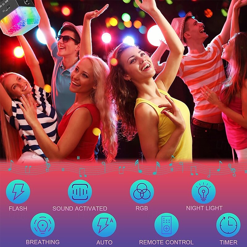 Mini Party Lights RGB Colored Sound Activated Party Strobe Light with Remote Control for Halloween Christmas Wedding Birthday Parties LED Stage Lights for Outdoor Home Karaoke Bar Club Show Dance4
