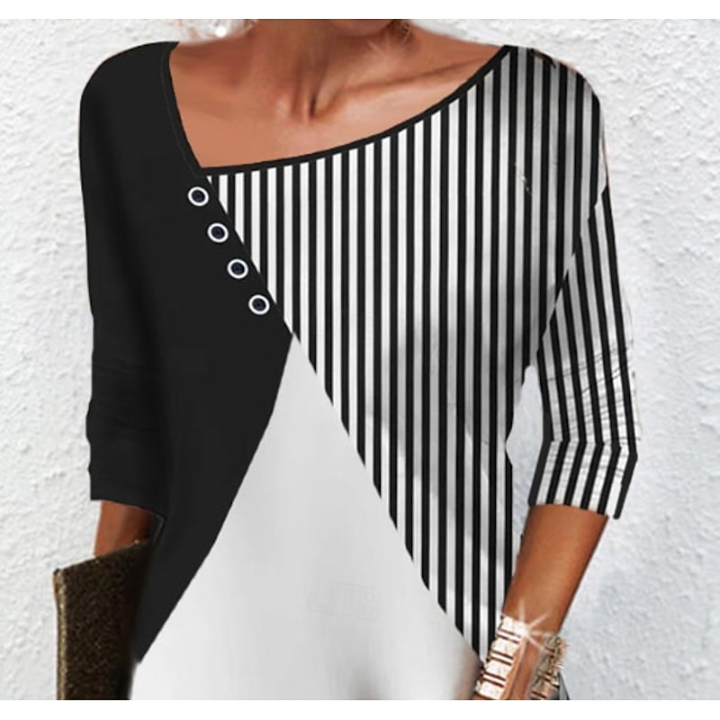 Women's Mini Dress Sheath Dress Shift Dress Casual Boho Daily Date Regular Fit Graphic Striped Long Sleeve Notched Neck White Blue2