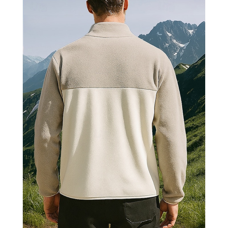 Men's Hiking Jacket Fleece Jacket Outdoor Thermal Warm Hiking Outfits Hiking Clothes Winter Autumn / Fall Top Camping / Hiking / Caving Running Patchwork Green Khaki2