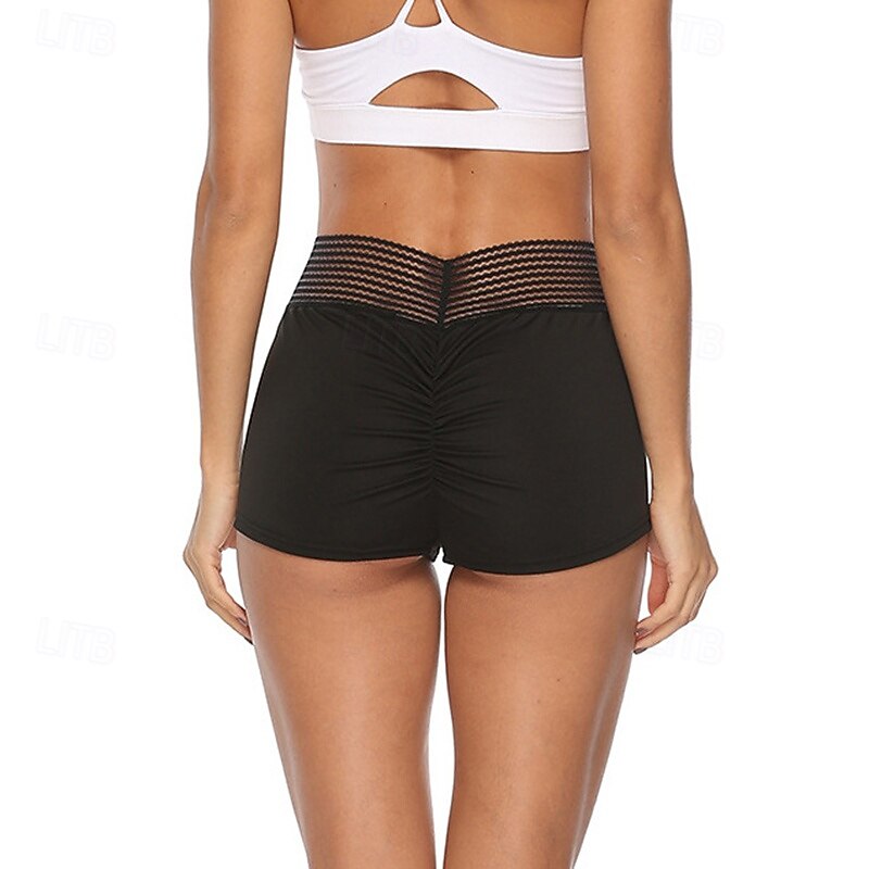 Women's Sports Bottoms Yoga Shorts Tummy Control High Waist Athletic Pilates Running Bottoms Solid Color Black Burgundy Sports Activewear4