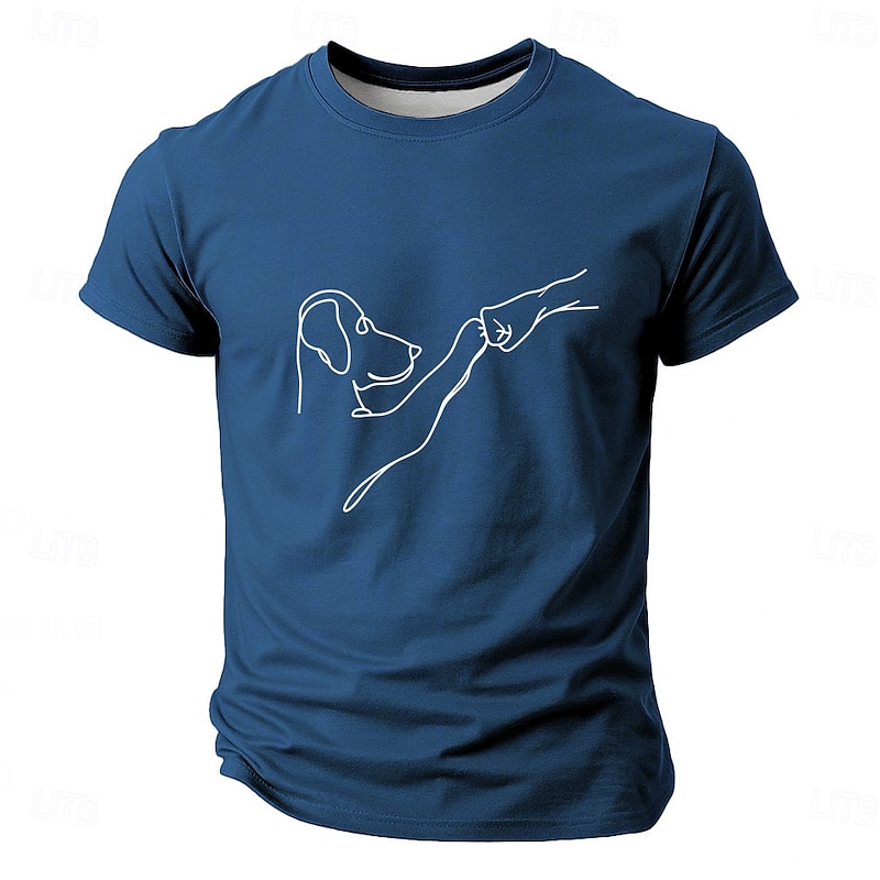 Men's Graphic T-Shirt featuring Dog Paw & Hand Bond, Pet Lover Short Sleeve Tee