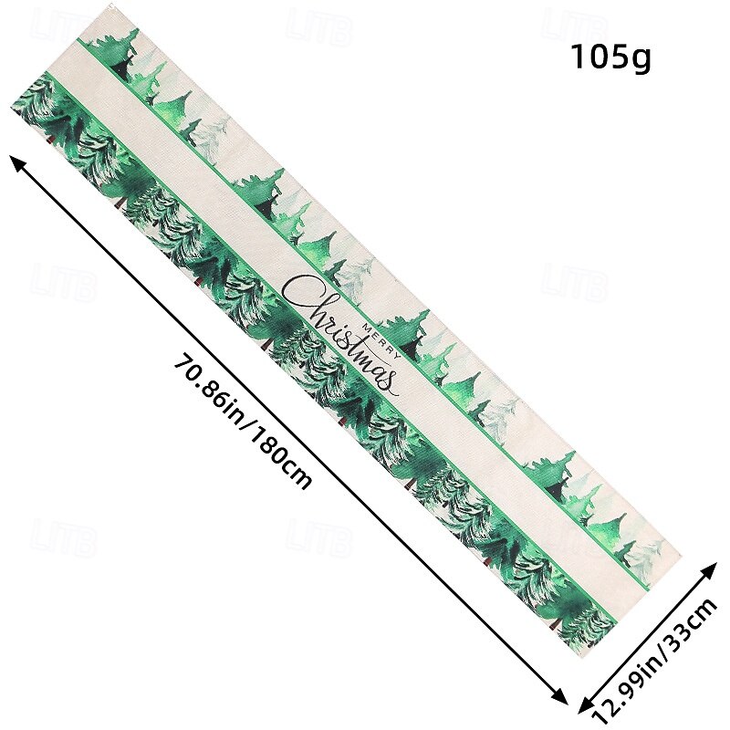 Christmas Table Runner Imitation Linen 2025 Classic Christmas Ball Design Tablecloth for Living Room Kitchen Holiday Decoration Festive Seasonal Home Party Accessory4