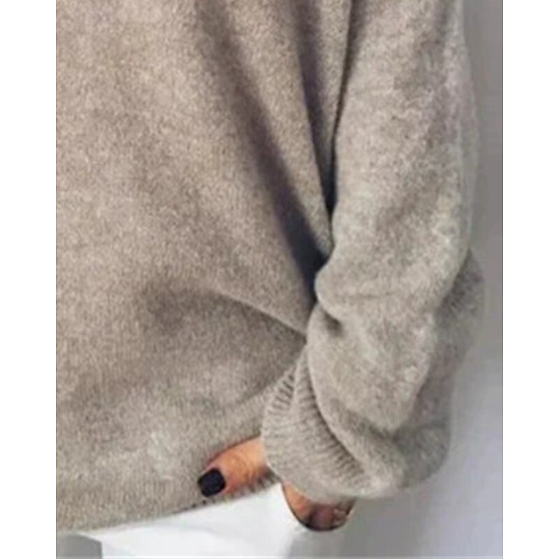 Women's Sweater Fashion Solid Color Ribbed V Neck Knitted Long Sleeve Regular Tops Knit Holiday Going out Weekend Khaki Winter2