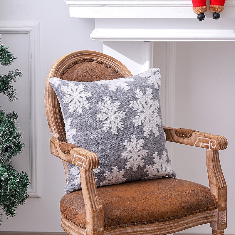 Christmas Pillow Cover Simple Snowflake Design Creative Holiday Cushion Case Set for Living Room Bed Headrest Festive Decoration Seasonal Home Party Accessory4