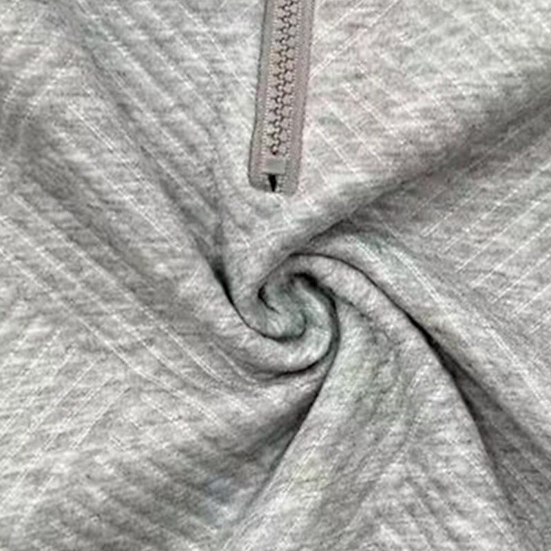 Women's Texture Sweatshirt Sweatshirts Zip Up Sweatshirts Plain Streetwear Casual Comfy Long Sleeve High Neck Regular Tops Street Holiday Going out Half Zipper Quarter Zipper Quarter Zip White Gray3