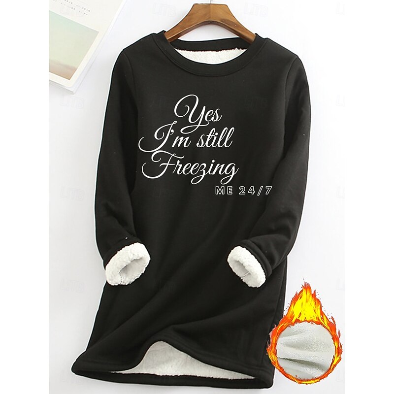 Women's Pullover Sweatshirt Letter Casual Comfrt Long Sleeve Crew Neck Regular Tops Street Dailywear Print Black Yellow Pink Dark Pink Red Fall Winter3