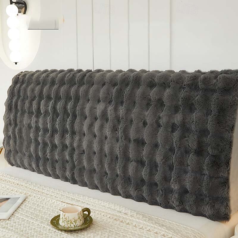 Rabbit Velvet Headboard Cover, Thick Plush Bed Head Protector, Universal Bed Back Cover for All Seasons3