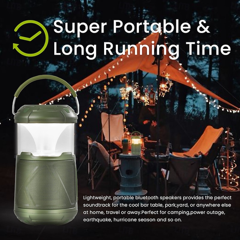 Wireless Waterproof Outdoor Bluetooth Speaker with Lights, Micro SD Card Slot, Handle, TWS, Long Playtime, Perfect for Camping, Shower, Pool, Beach, Travel, and Bedside3