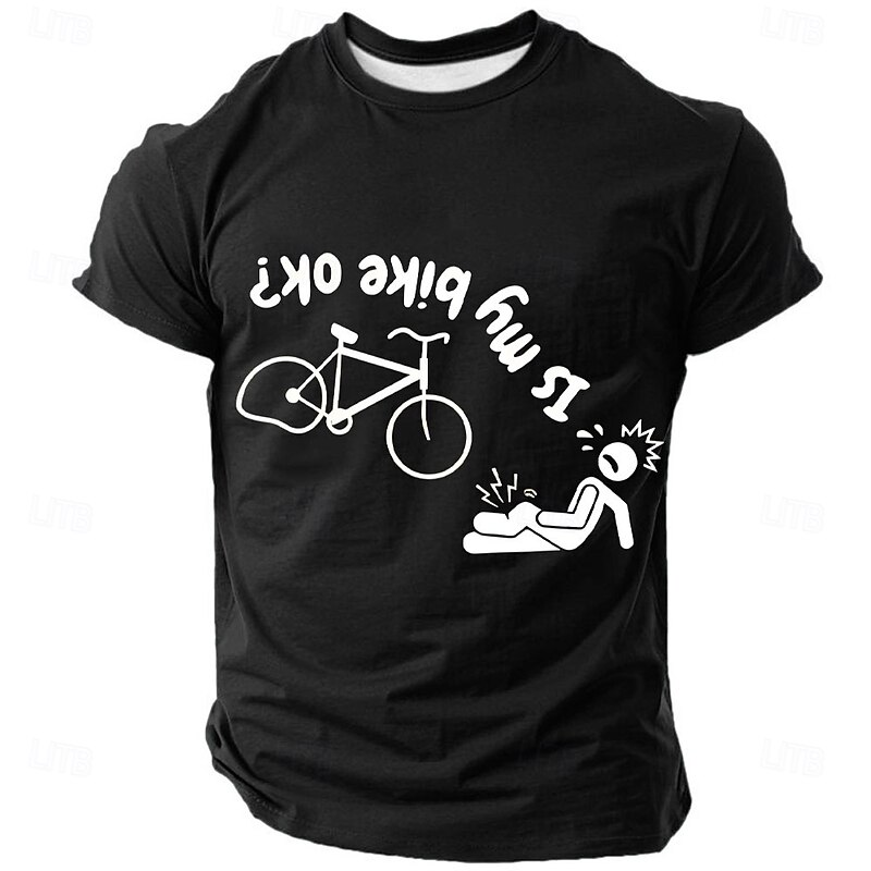 Men's Funny Cyclist 'Is My Bike Ok?' Graphic T-Shirt Short Sleeve4