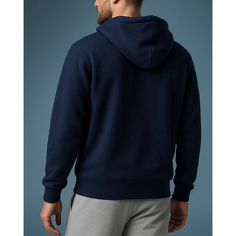 Men's Fleece Pullover Hoodie Casual Sweatshirt Quarter Zipper Thick Long Sleeve Top Athleisure Solid Colored Warm Outdoor Travel Running Sportswear Activewear Black White Burgundy2