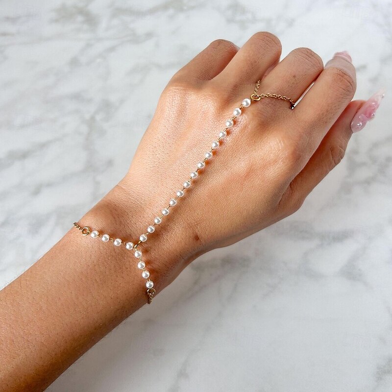 Women's Ring Bracelet / Slave bracelet Beads Precious Vintage Fashion Stylish Pearl Bracelet Jewelry White For Gift Daily Engagement Prom2