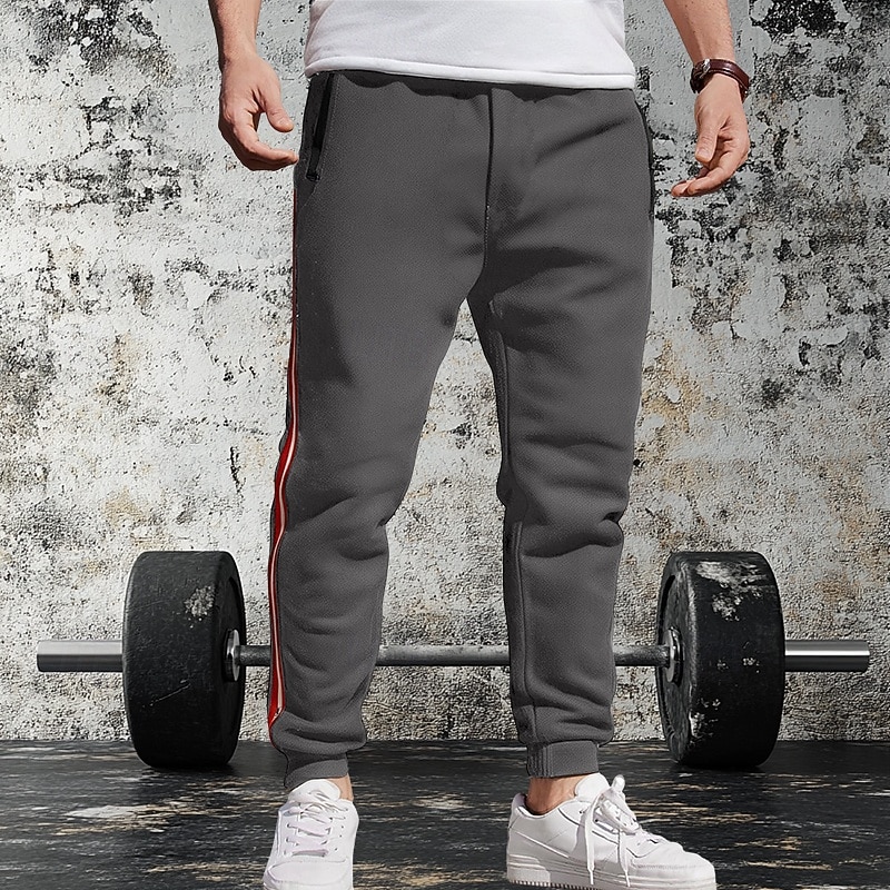 Men's Sweatpants Joggers Trousers Casual Pants Drawstring Elastic Waist Zipper Pocket Plain Moisture Wicking Breathable Full Length Outdoor Office Daily Fashion Classic Style Black Light Grey - Main Image