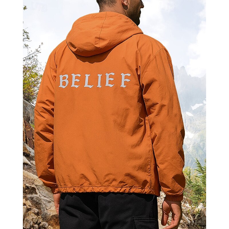 Men's Hiking Jacket waterproof jacket Outdoor Reflective Waterproof Windproof Hiking Outfits Hiking Clothes Spring Autumn / Fall Top Camping / Hiking / Caving Running Solid Color White Orange Green2